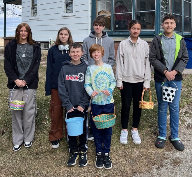 You're never too old for an Easter egg hunt at Grandma's farm. Susan's grandchildren, from left, Serenity, Arianna, Eli, Aryana, Caleb, Wyatt, and Harrison are ready to fill their baskets during the family gathering on Easter.