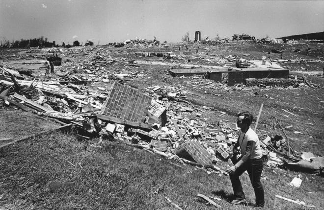 Barneveld after a tornado erased the village in June 1984.