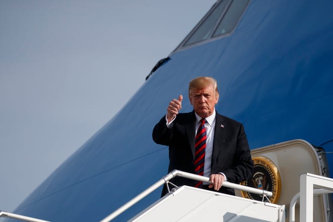President Donald Trump arrives at John F. Kennedy Airport Thursday, May 16, 2019, in New York. Trump is in New York for a fundraiser.
