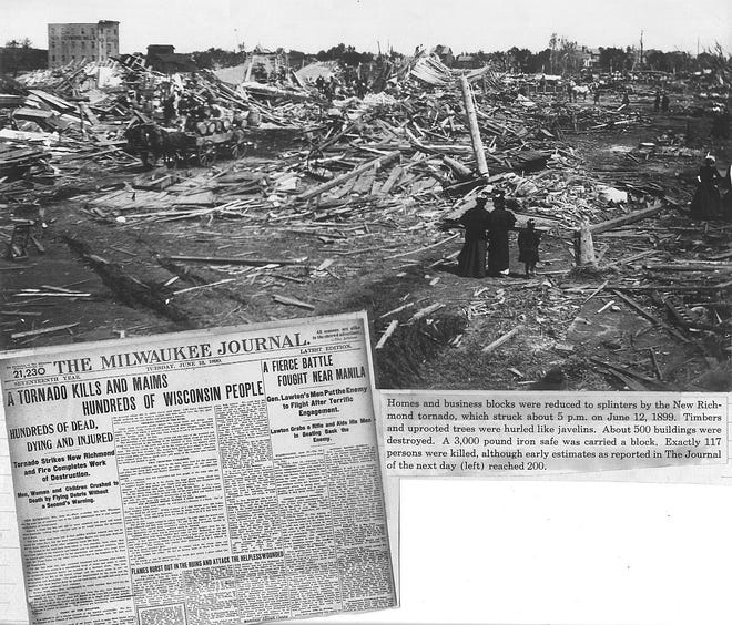 June is the peak month for tornadoes in Wisconsin. This photo shows the destruction after one particularly devastating June tornado.