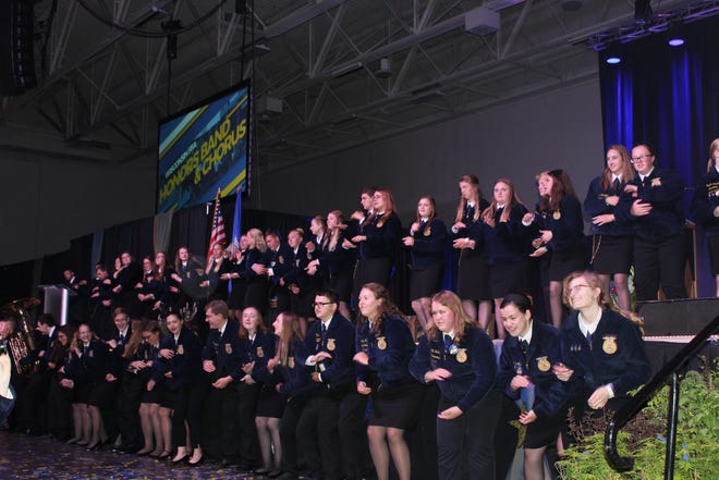 FFA members join in the fun prior to the opening of an evening session at last year's Wisconsin FFA Convention in Madison. While this year's event is postponed, the state officer team is putting together an online experience that will take place during the originally scheduled convention dates in June where they plan to celebrate and recognize the accomplishments of our members and award winners, said state officer team president Collin Weltzien.