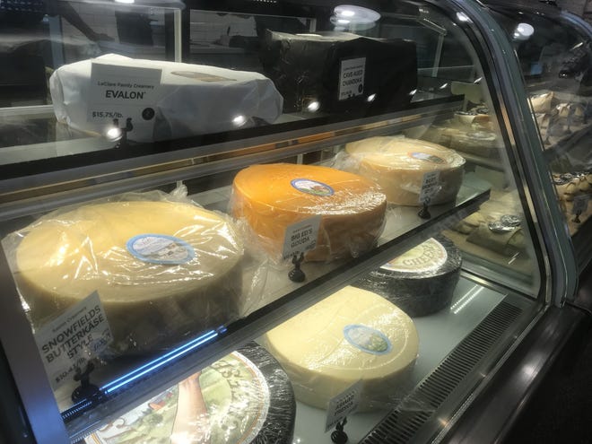 Wheels of award winning LaClare Family Creamery and Saxon Creamery are sold inside the Cheese Shoppe and Cafe.