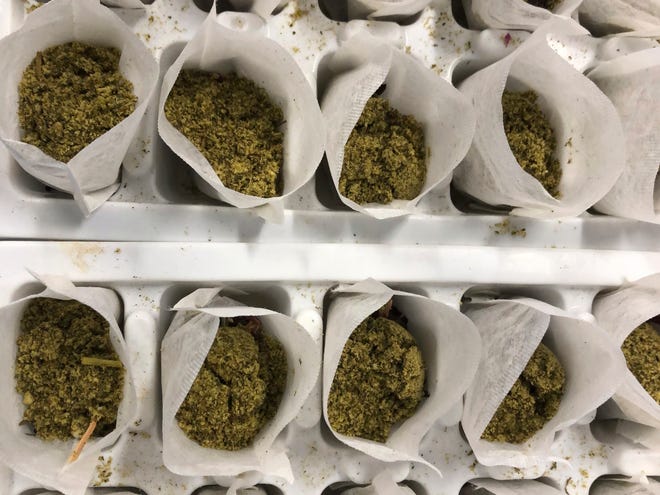 This Dec. 17, 2019, photo shows teabags made using hemp-derived CBD and other botanicals as they await final packaging at a warehouse in Portland, Ore. The co-owner of the tea company, The Brothers Apothecary, is concerned that interim hemp farming rules put out by the U.S. Department of Agriculture will destroy his supply chain of hemp and hurt the rapidly growing hemp industry.