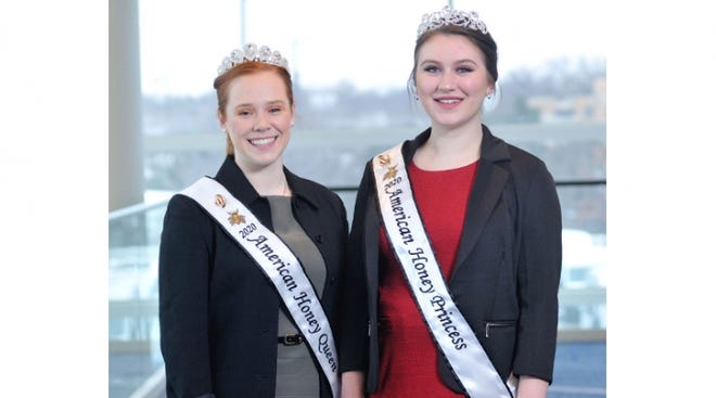 Mary Reisinger, left, of Texas, and Sydnie Paulsrud of Wisconsin will spend the next year promoting the beekeeping industry throughout the United States in a wide variety of venues, including fairs, festivals, schools, and media interviews.