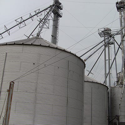 Grain bins like these are ubiquitous on farms in South Dakota and across the country, and experts say they carry a risk of entrapment or death that is higher in 2020 than in past years due to out-of-condition grain.