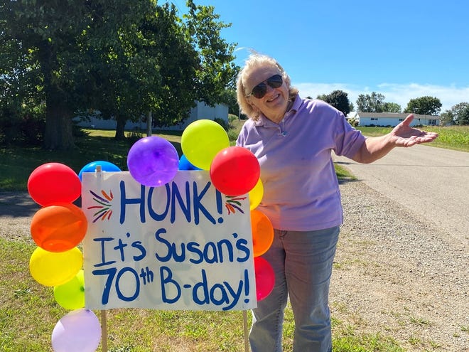 Susan's birthday sign was sure to get attention from passing friends and neighbors.