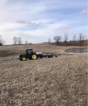 While the ground is still frozen, farmers are able to take advantage of the small window and frost seeding a cover or forage crop.
