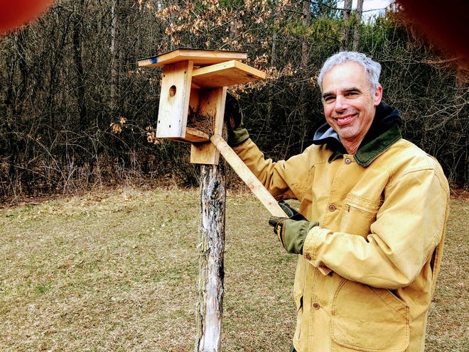 Jerry Apps' son-in-law, Paul, is in charge of maintaining the 22 bluebird houses at the farm up in Waushara County. Some houses are 20-plus years old.
