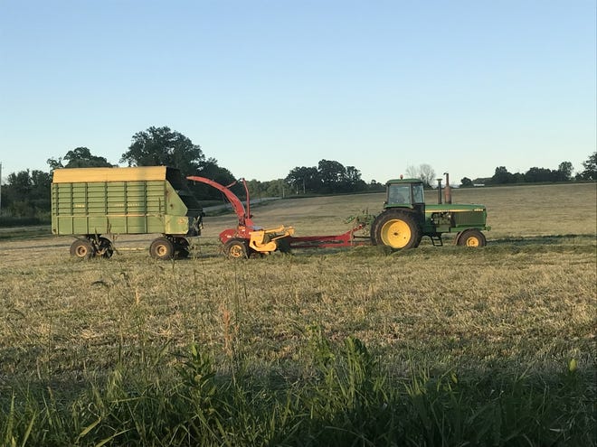 Finishing up first crop hay in east central Wisconsin.