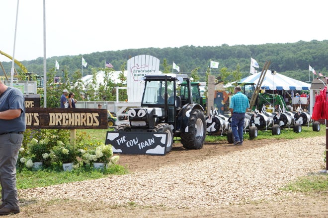 The "Cow Train" from Ferguson's Orchards made its way to the Innovation Square at 2021 Farm Technology Days in Eau Claire, Wis.