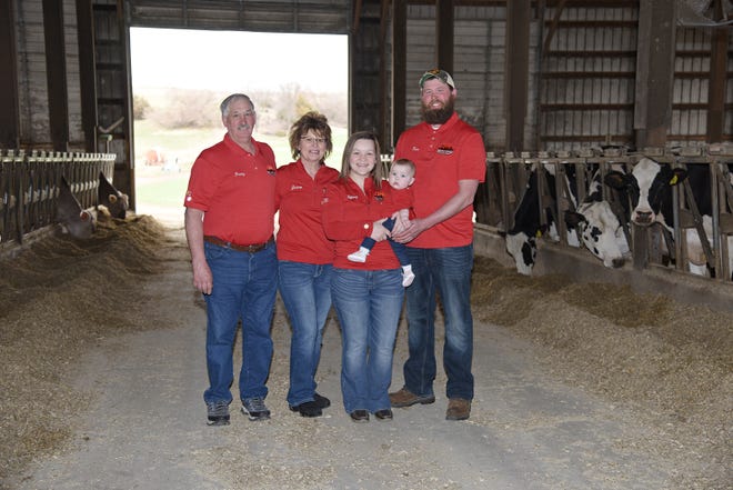 Duane 'Dewey' and Jeanne Meier and David and Tiffany Meier and daughter Avery, will welcome guests to their dairy operation, Sunset Ridge Dairy Farm in Monticello, for the 42nd annual Green County Breakfast on the Farm, on Saturday, May 28th.